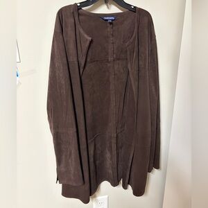 TravelSmith Women's Brown Cape Cardigan Faux Suede Womens XL